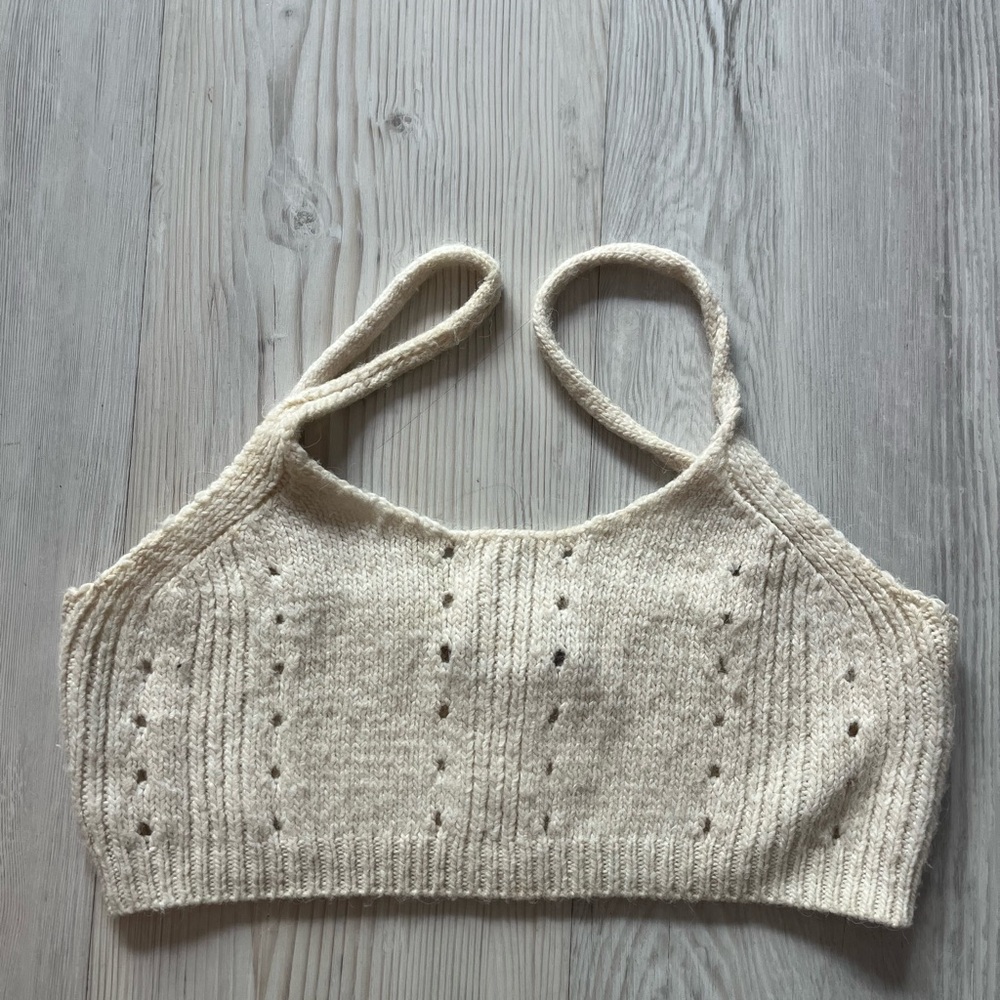ASOS Beige Knit crop bralette Sweater